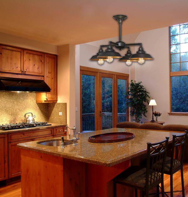 Westinghouse Westinghouse - Iron Hill Four-Light Indoor Convertible Chandelier/Semi-Flush - Oil Rubbed Bronze