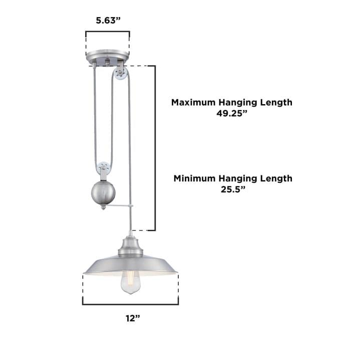Westinghouse Westinghouse - Iron Hill Indoor Pulley Pendant, Base E26 Medium - Brushed Nickel