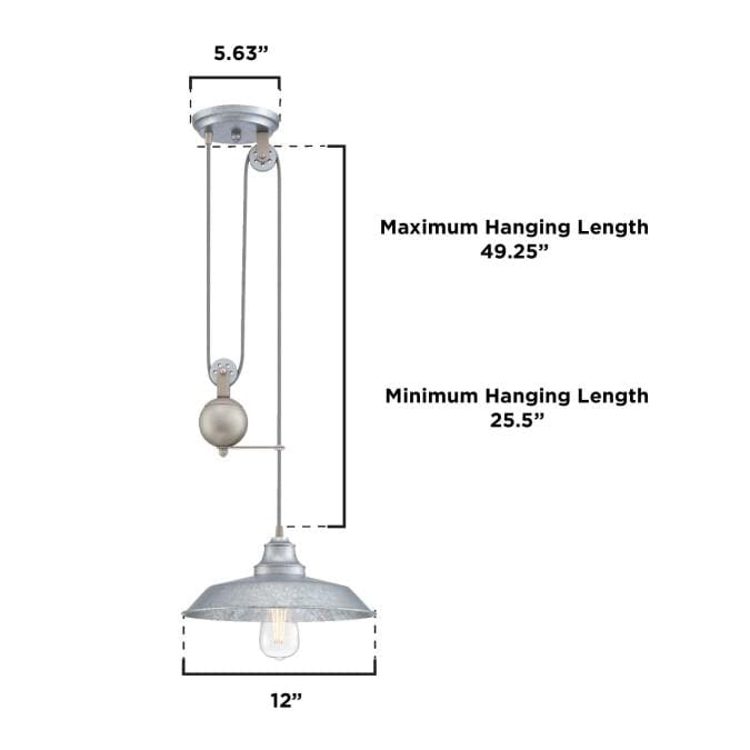 Westinghouse Westinghouse - Iron Hill Indoor Pulley Pendant, Base E26 Medium - Galvanized Steel