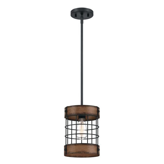 Westinghouse Westinghouse - Langston, Base E26 Medium -Matte Black Finish with Barnwood Accents
