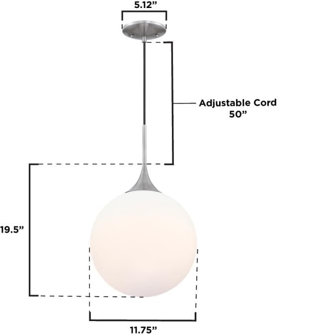 Westinghouse Westinghouse - Moretti Pendant, Integrated - Brushed Nickel Finish Frosted Opal Glass