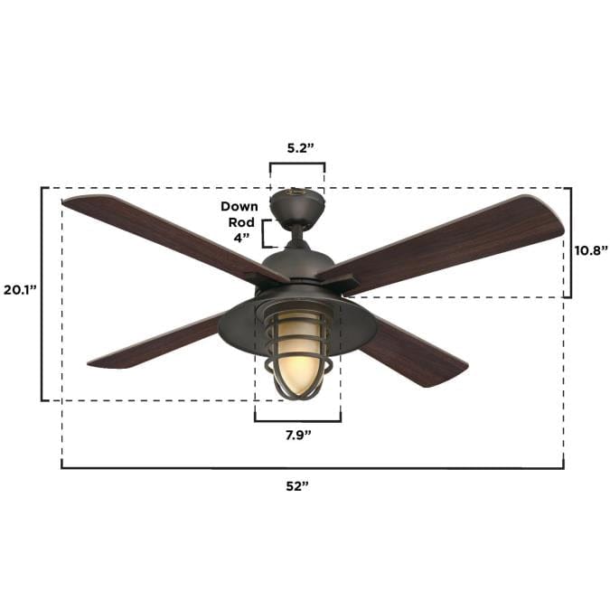 Westinghouse Westinghouse - Porto, 52 in, Smart WiFi, Integrated, 3000K, 8W - Black/Bronze
