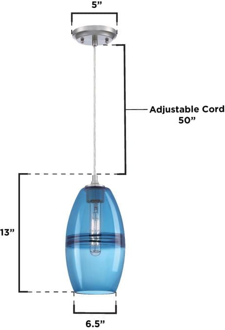 Westinghouse Westinghouse - Soren Mini Pendant, Base E26 Medium - Brushed Nickel, Sapphire Glass