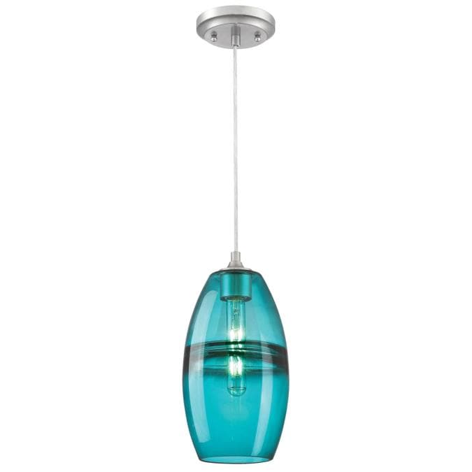 Westinghouse Westinghouse - Soren Mini Pendant, Base E26 Medium - Brushed Nickel, Turquese Glass