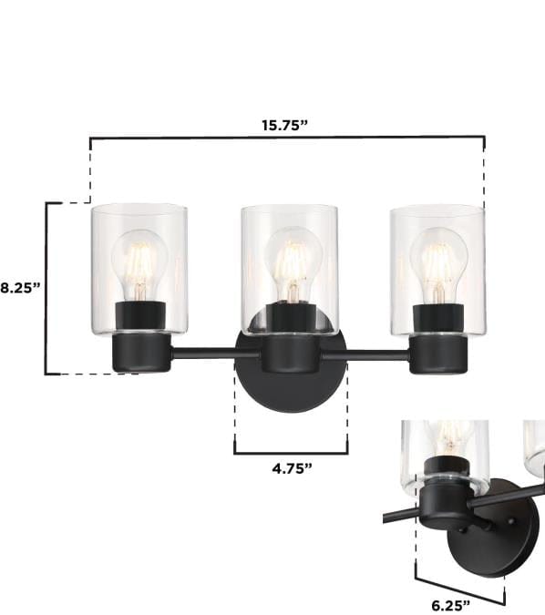 Westinghouse Westinghouse - Sylvestre, Three Light, Base E26 Medium - Matte Black