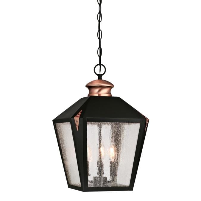 Westinghouse Westinghouse - Valley Forge, Pendant, Three Light, Base E12 Candelabra - Matte Black with Washed Copper Accents