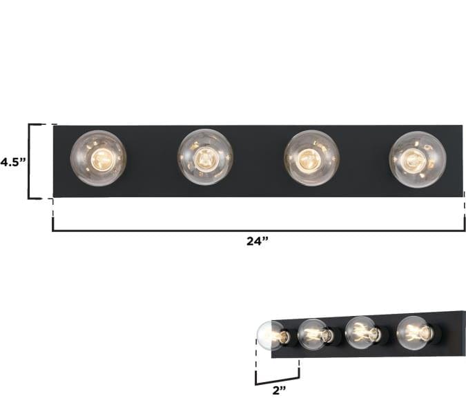Westinghouse Westinghouse - Wall Fixture, Four Light, Base E26 Medium - Matte Black