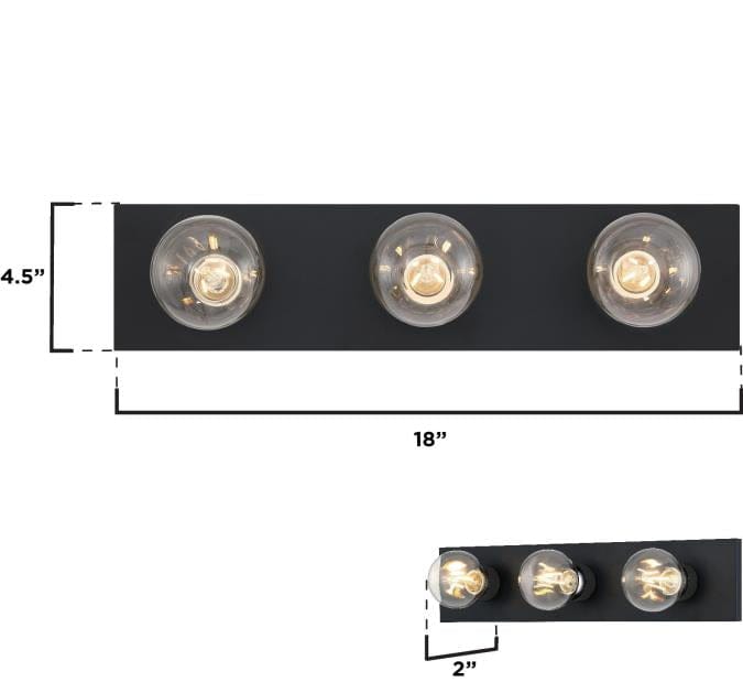 Westinghouse Westinghouse - Wall Fixture, Three Light, Base E26 Medium - Matte Black